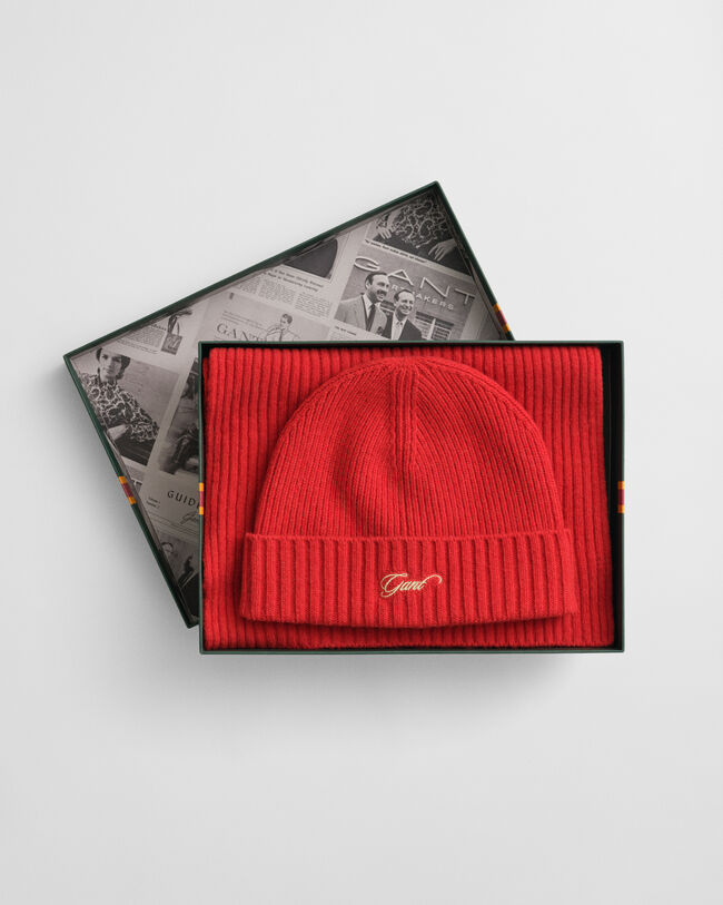 Script Beanie und Schal im Geschenkset