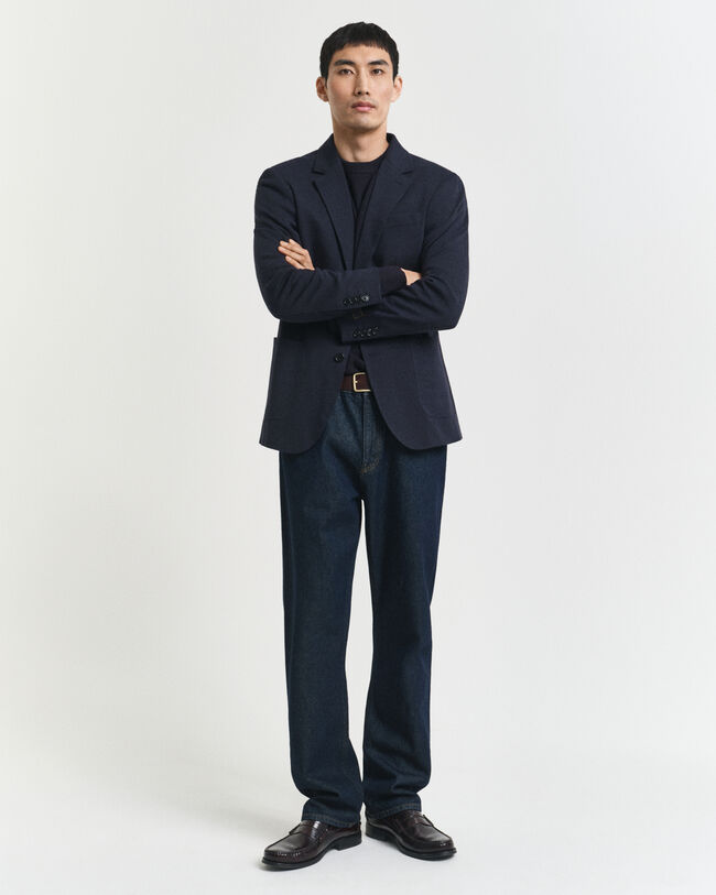 Slim Fit Two-Toned Sakko aus Jersey-Piqu&eacute;