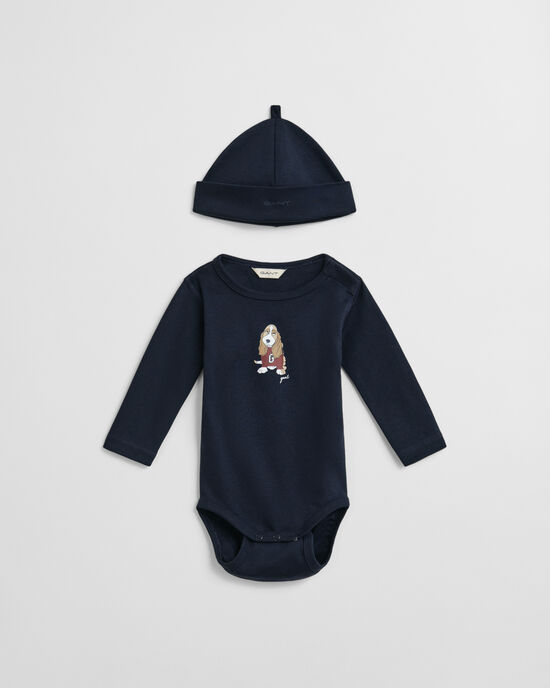 Baby Body und Beanie mit Hunde-Print