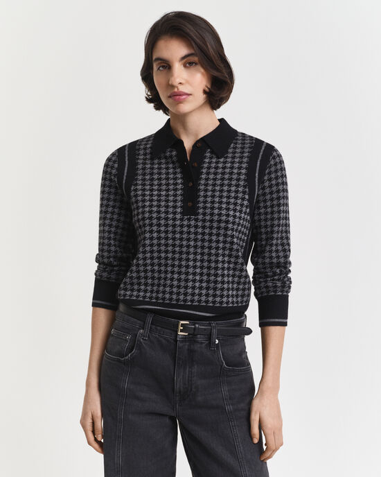 Houndstooth Jacquard Polopullover