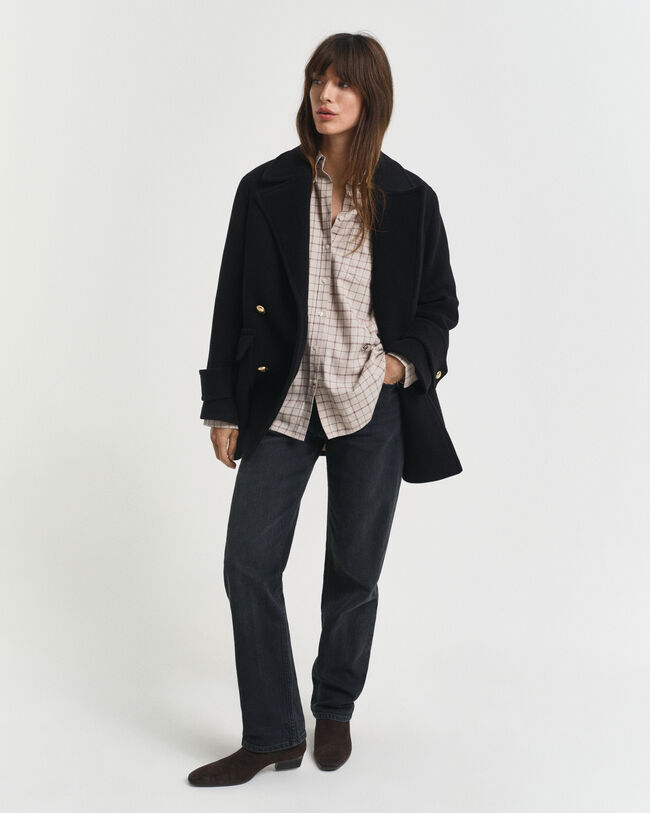 Angeraute Relaxed Fit Flanellbluse mit Karomuster