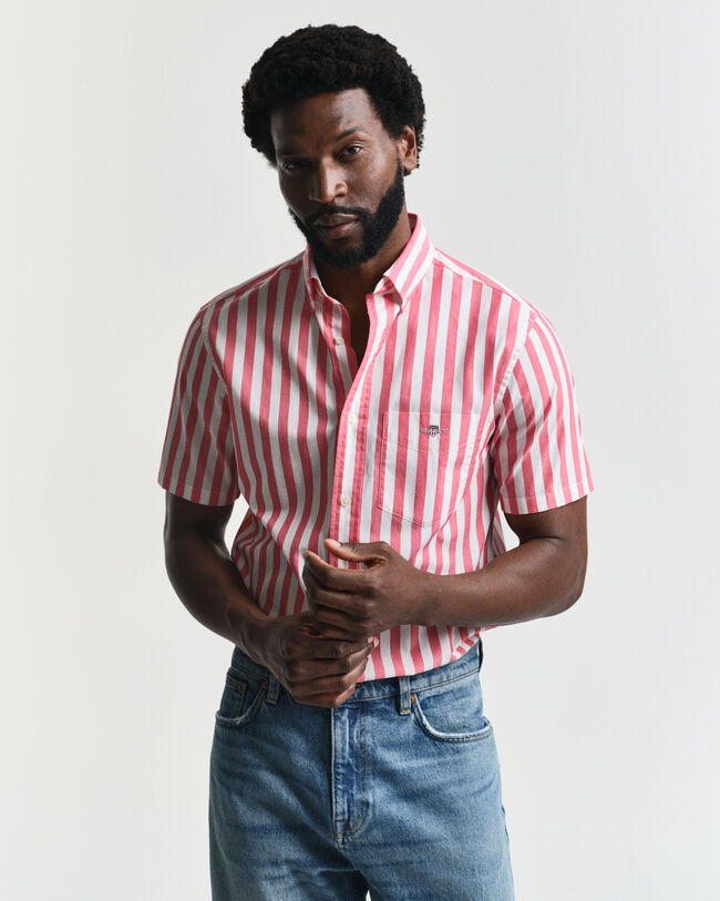 Regular Fit Classic Popeline Kurzarmhemd mit Streifen