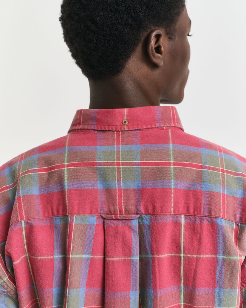 Oversized Karohemd aus gewaschenem Twill