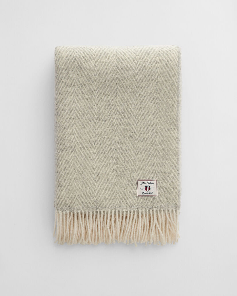 Wolldecke mit Fischgr&auml;tmuster