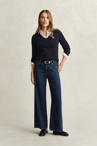 V-Neck Pullover mit Zopfmuster