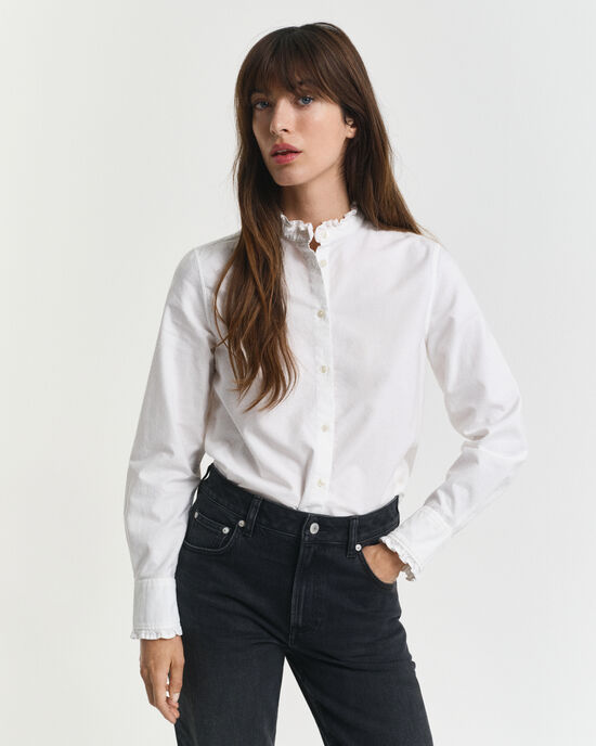 Klassische Oxford-Bluse mit R&uuml;schen